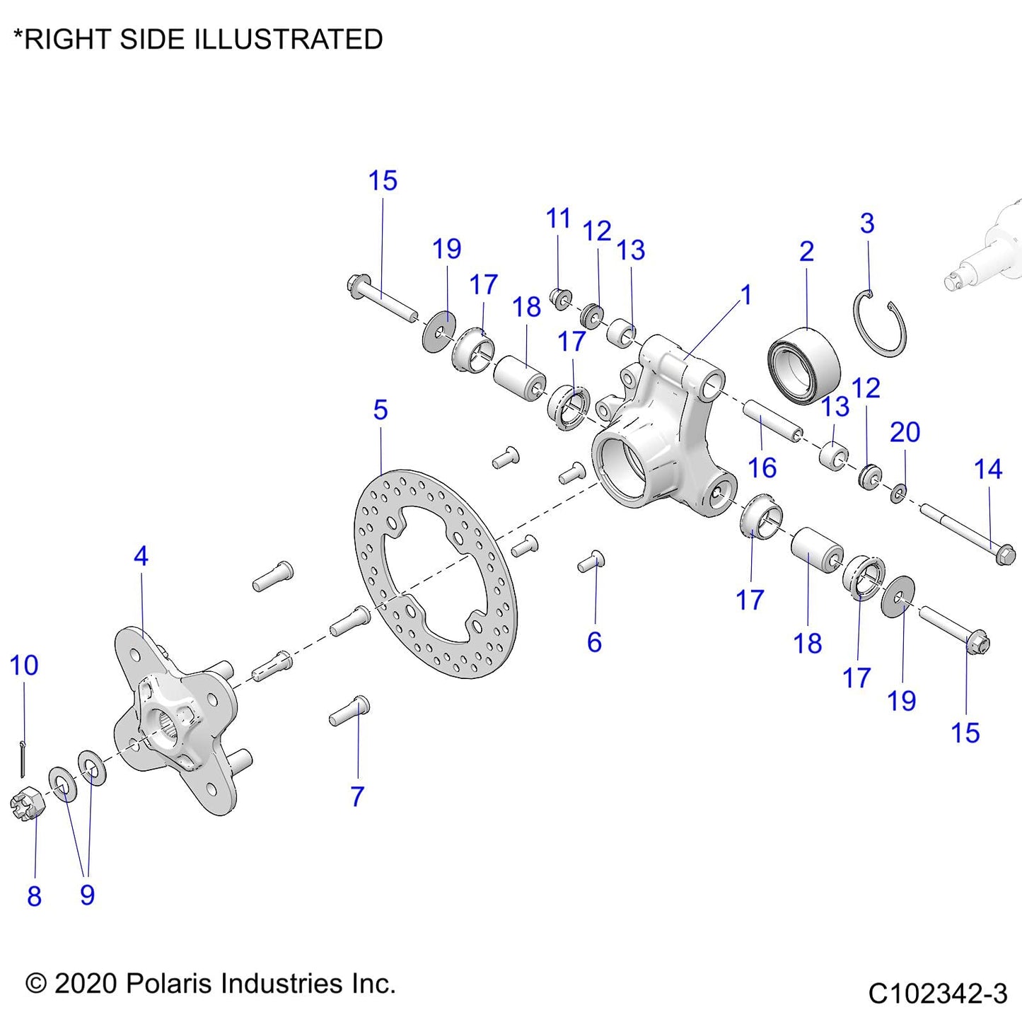 Polaris ATV Carrier-Bearing, Mach, Right, Genuine OEM Part 5142696, Qty 1