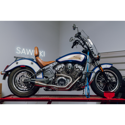 Indian Scout Shorty Brushed Ss W/ Blk End Cap