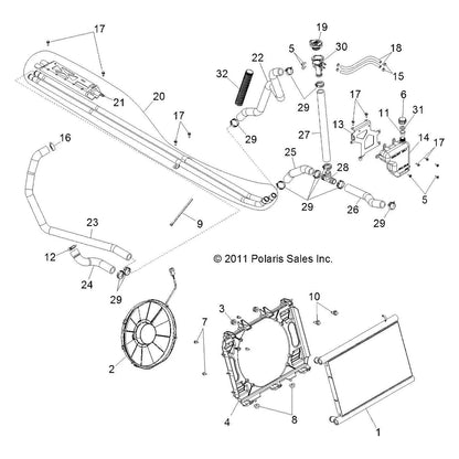 Polaris RZR Radiator Hose, Upper, Genuine OEM Part 5414230, Qty 1