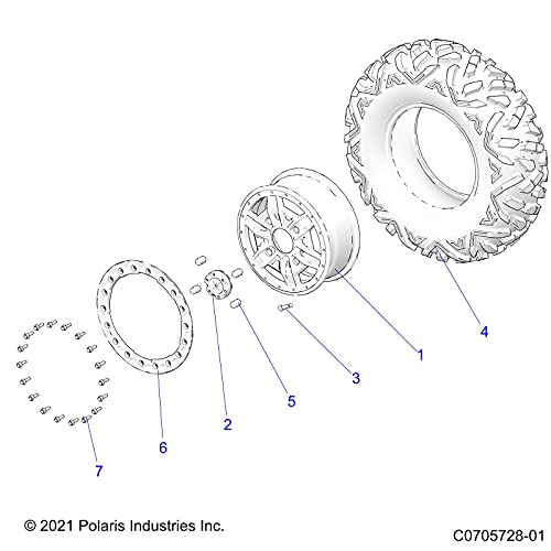 Polaris RZR Beadlock Ring, 14 x 6, Flat Flash Black, Genuine OEM Part 1522788-655, Qty 1