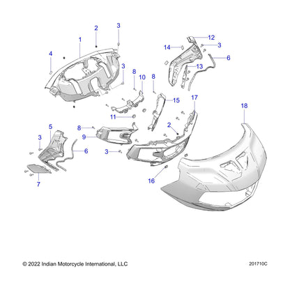Indian Motorcycle Signal Trim, Right, Genuine OEM Part 5456854, Qty 1