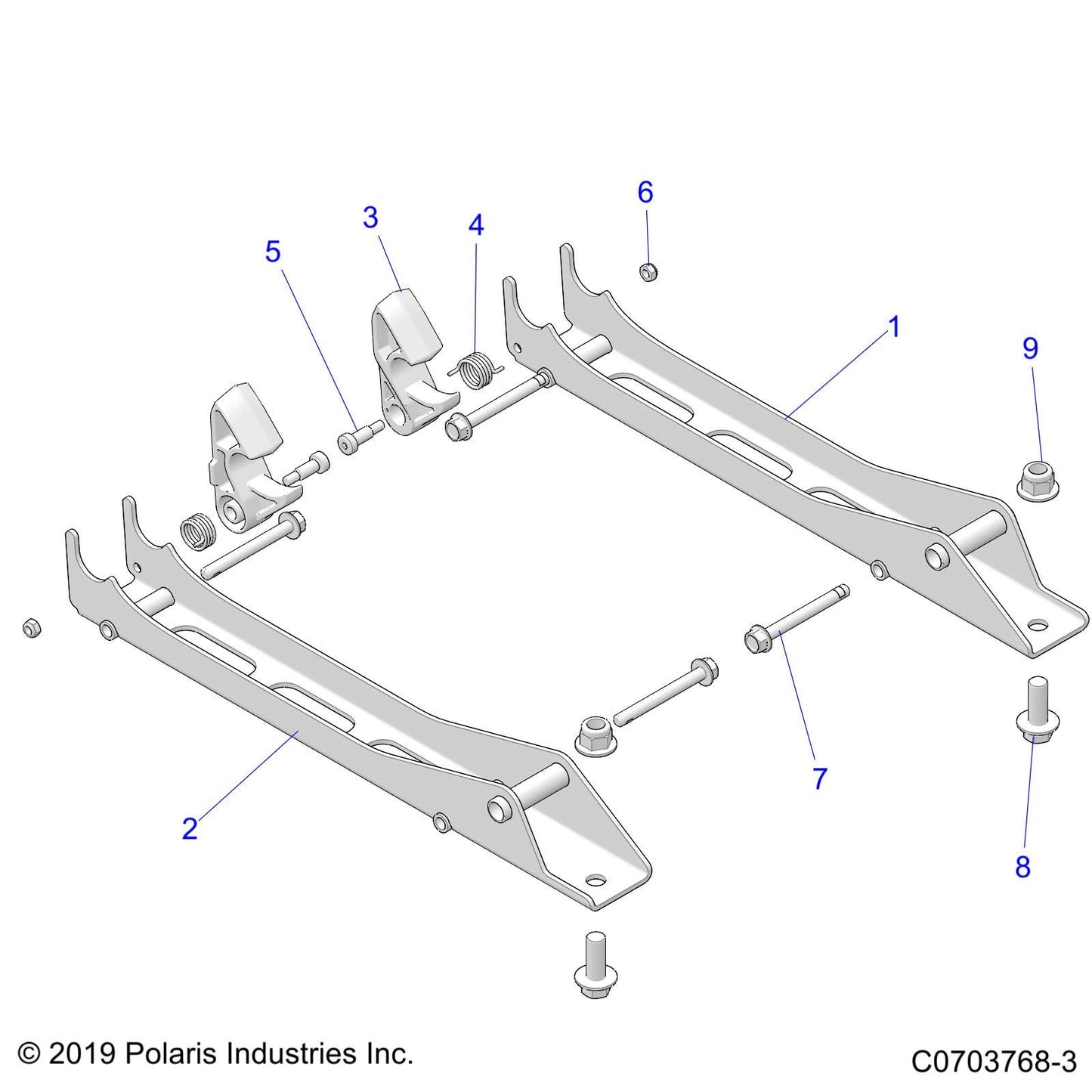 Polaris RZR ASM-RCVR,MAN SEAT,SLIDE,RH [INCL 3-6], Genuine OEM Part 2637651, Qty 1