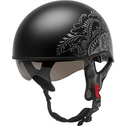 Hh 65 Half Helmet Rose Naked Matte Black/Silver Md