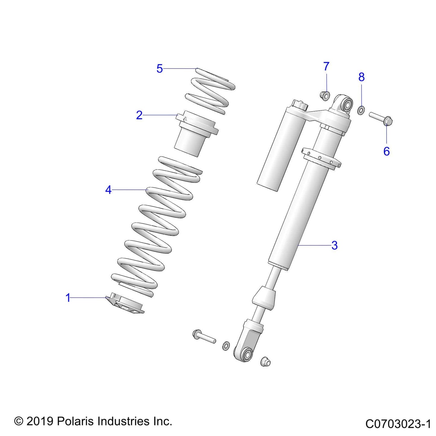 Polaris RZR Shock, Front, Right, Genuine OEM Part 7045428, Qty 1