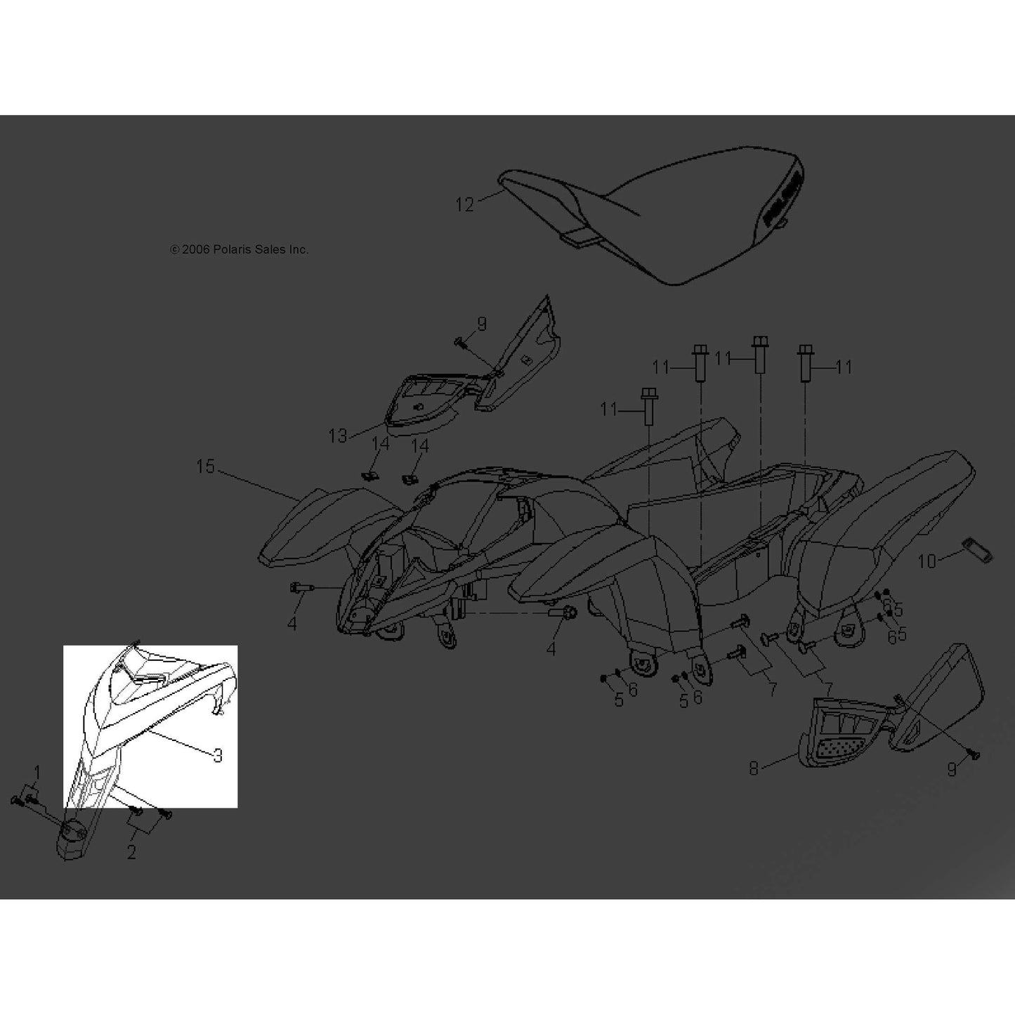 Polaris ATV Cover, Front, Power Pink, Predator Y-6, Genuine OEM Part 0451317-544, Qty 1