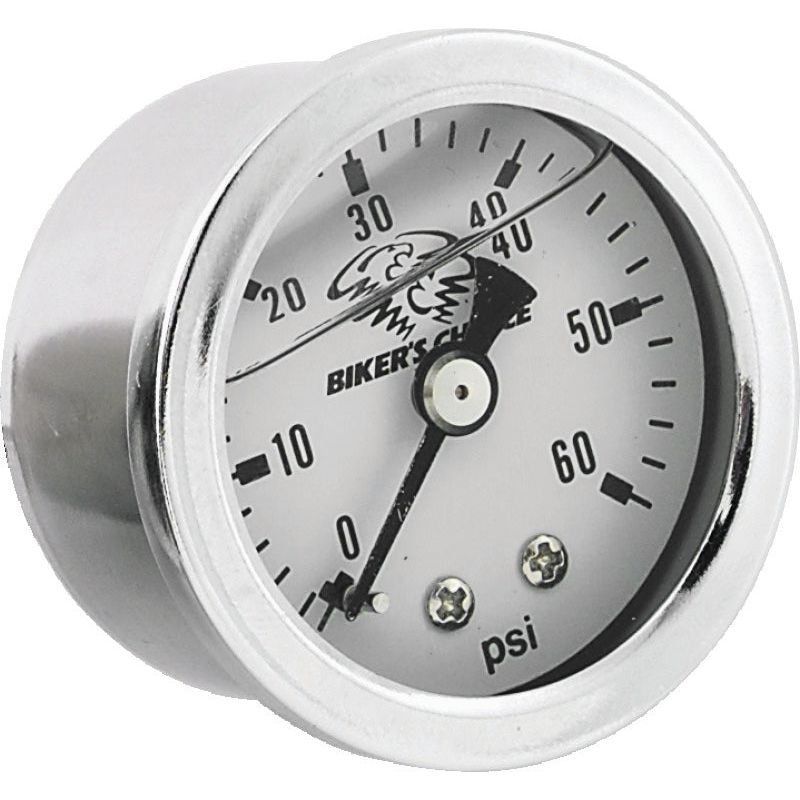 Bikers Choice White Face Liquid Filled Oil Pressure Gauge 0-60 Psi 1/8 NPT