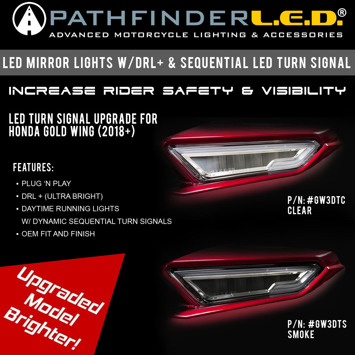 Led Mirror Seq Ts W/Drl Smoke Hon Gl