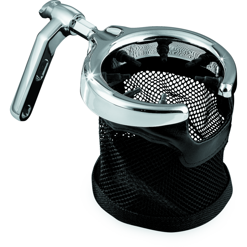 Kuryakyn Mesh Basket Universal Drink Holder Perch  Mount Chrome
