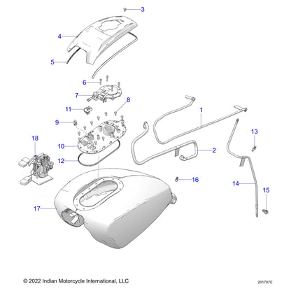 Indian Motorcycle CAP-FUEL,FLUSH,E-LOCK.BLK, Genuine OEM Part 2522356-266, Qty 1