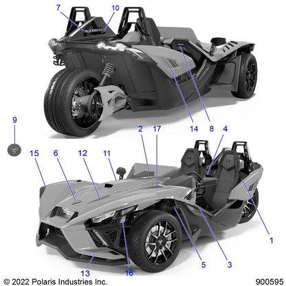 Polaris Slingshot Badge-Lettering,FIN,R, Genuine OEM Part 7191500, Qty 1