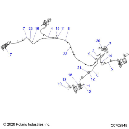 Polaris Ranger Front Brake Line, 20B, Genuine OEM Part 1913548, Qty 1