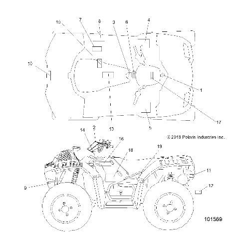 Polaris ATV Side Decal, Top, 1000, Right, Genuine OEM Part 7189437, Qty 1