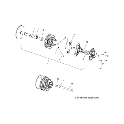 Polaris Ranger Diesel Drive Clutch Assembly, Genuine OEM Part 1323412, Qty 1