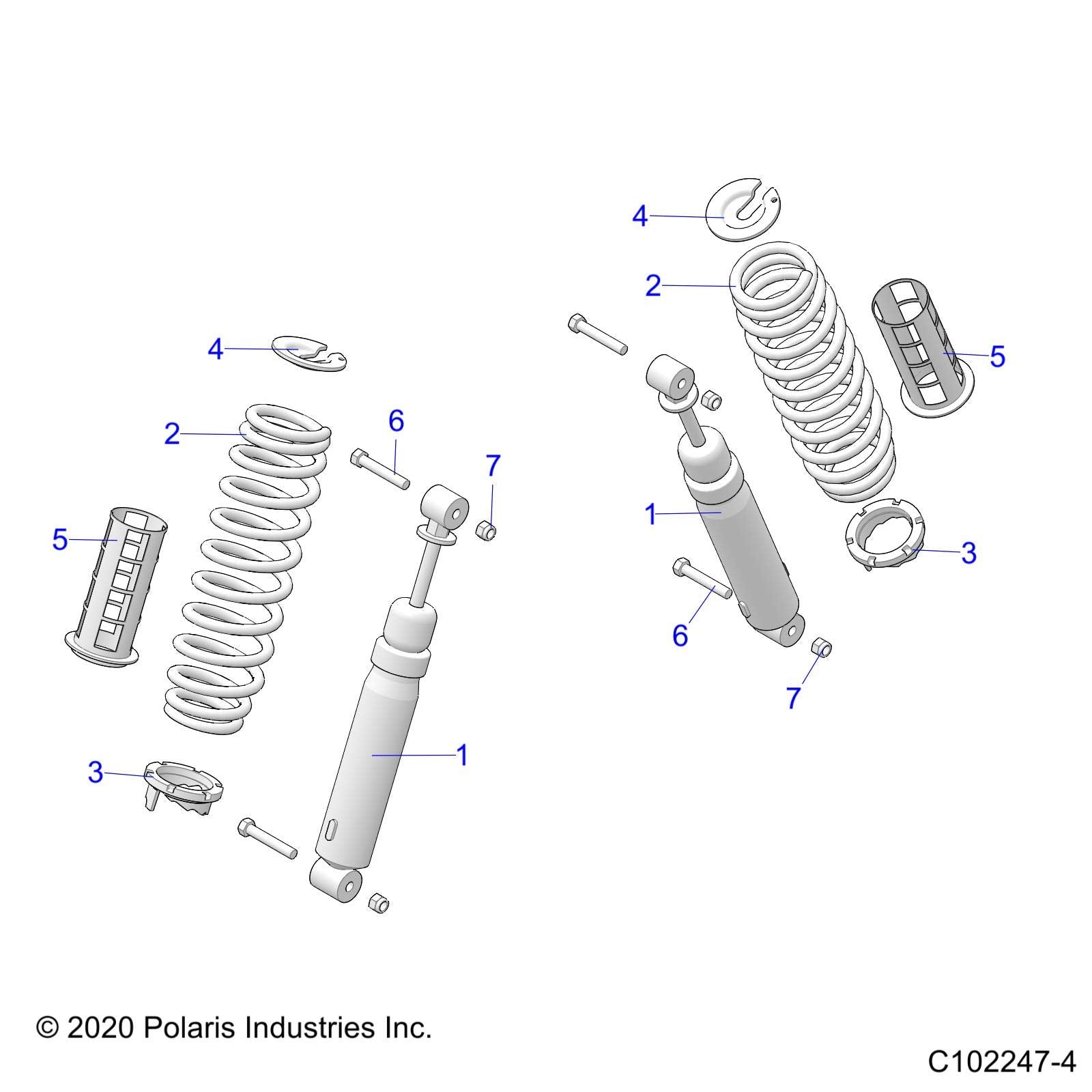 Polaris ATV IRS Shock, Right, Rear, 6 x 6, Genuine OEM Part 7043451, Qty 1