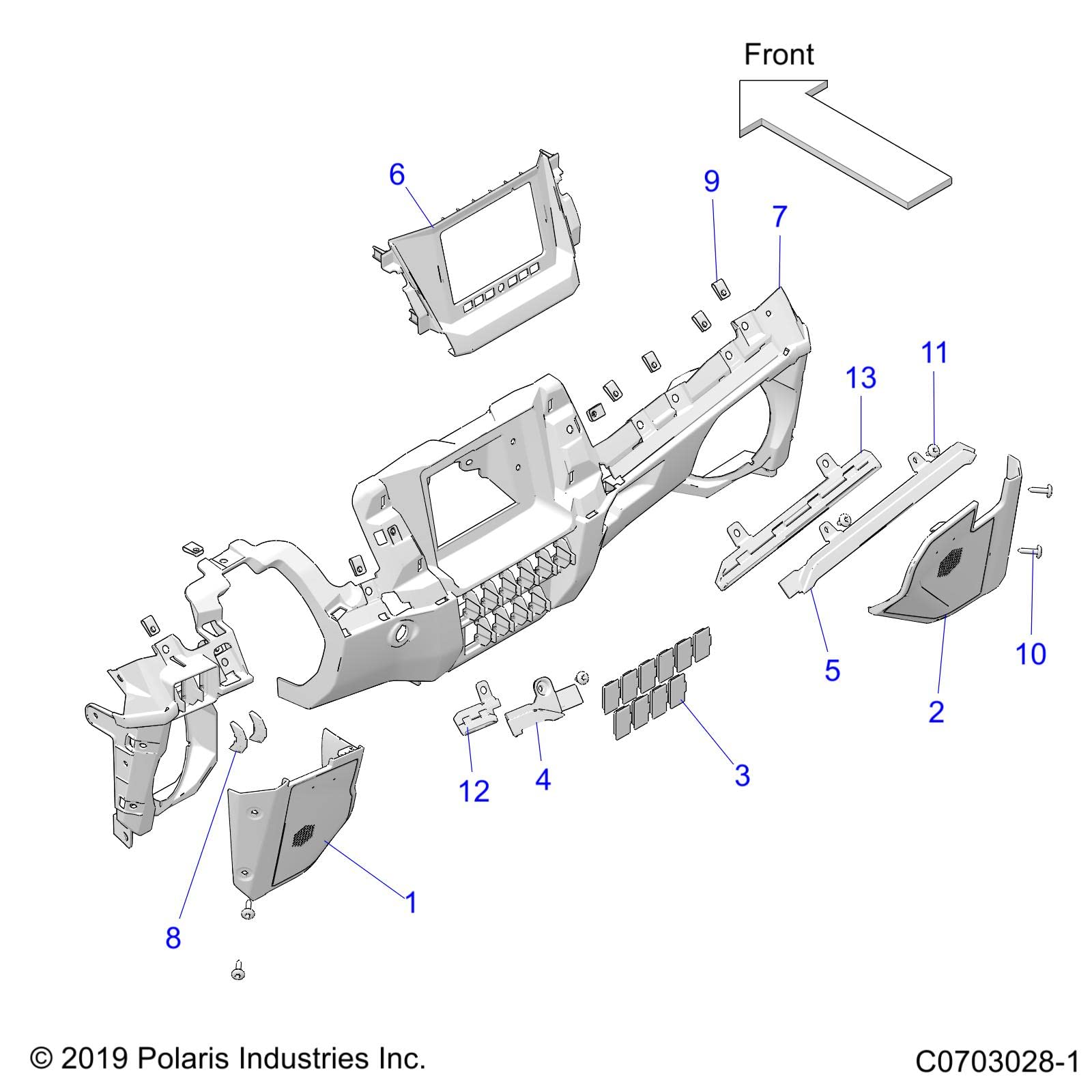 Polaris RZR PANEL-DASH,LOWER,BLK, Genuine OEM Part 5455199-070, Qty 1