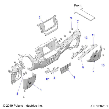 Polaris RZR PANEL-DASH,LOWER,BLK, Genuine OEM Part 5455199-070, Qty 1