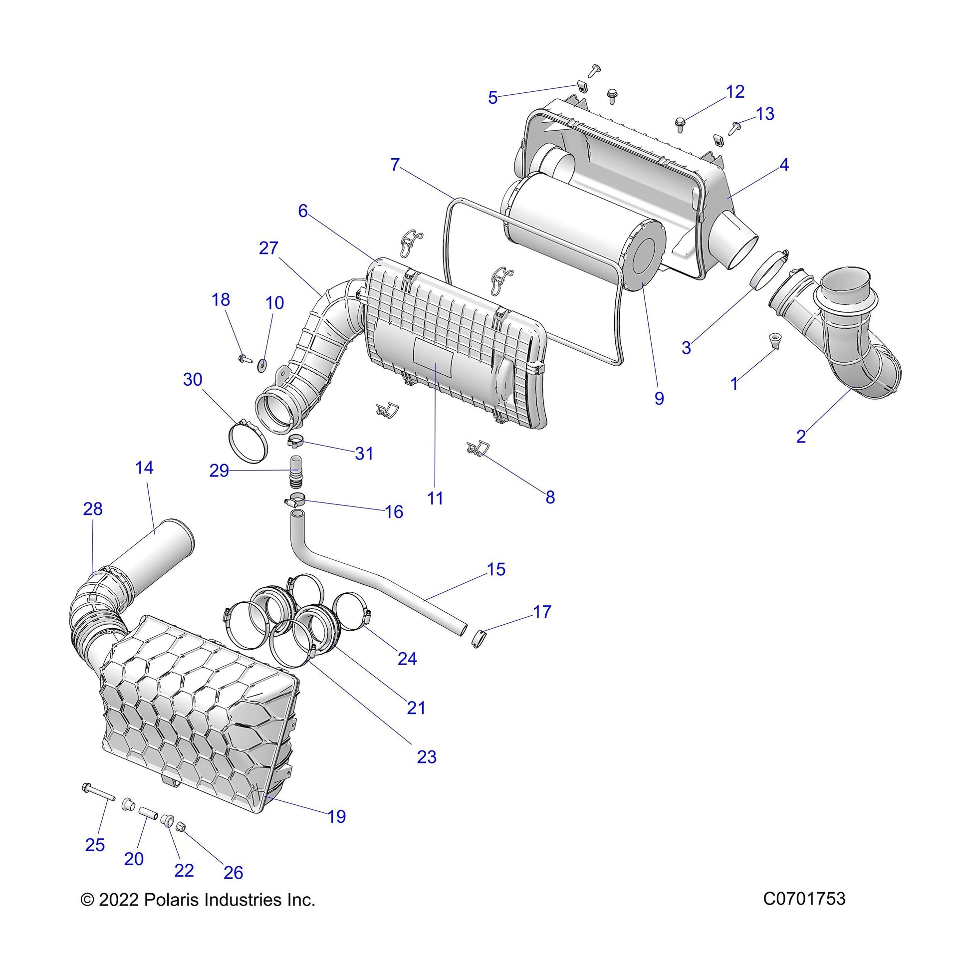 Polaris RZR Airbox Hose, Genuine OEM Part 5414691, Qty 1