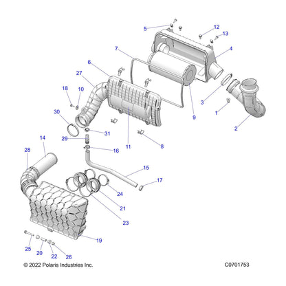 Polaris RZR Airbox Hose, Genuine OEM Part 5414691, Qty 1