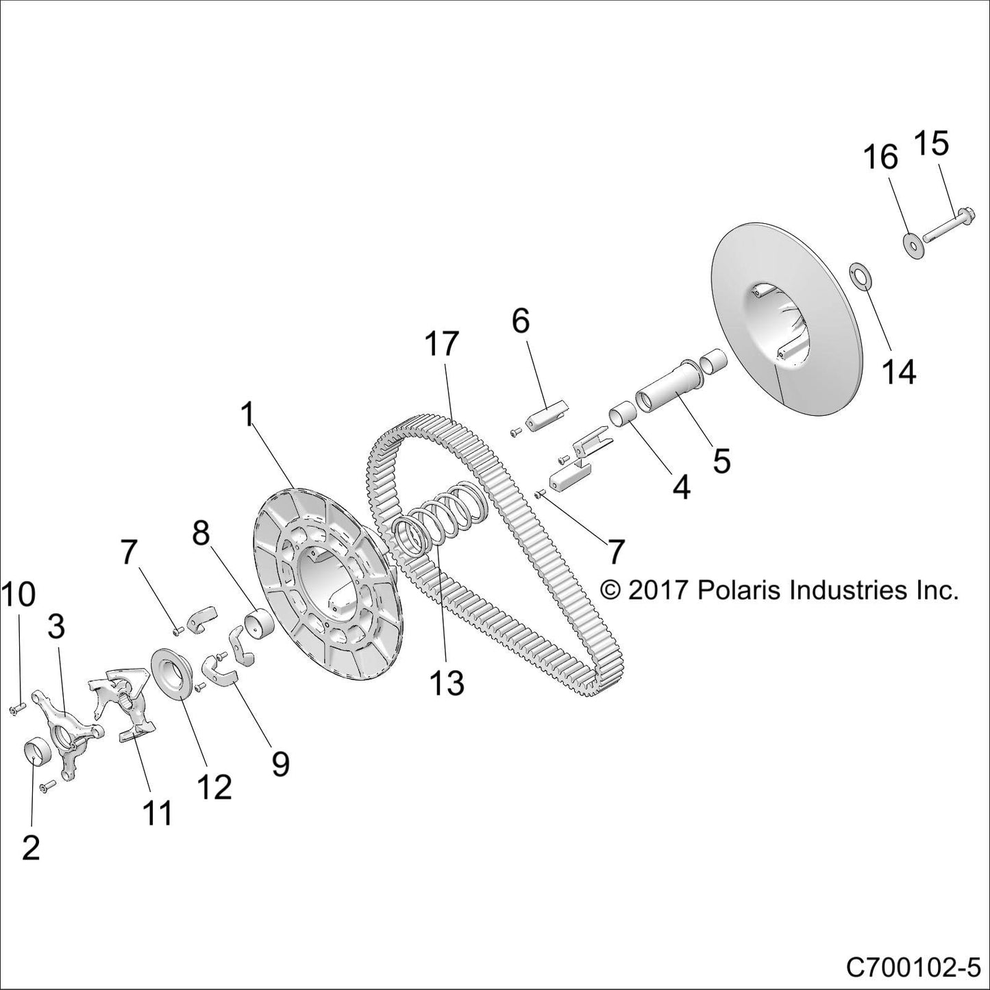 Polaris RZR Driven Helix, 58/49-8.0, Genuine OEM Part 5142384, Qty 1