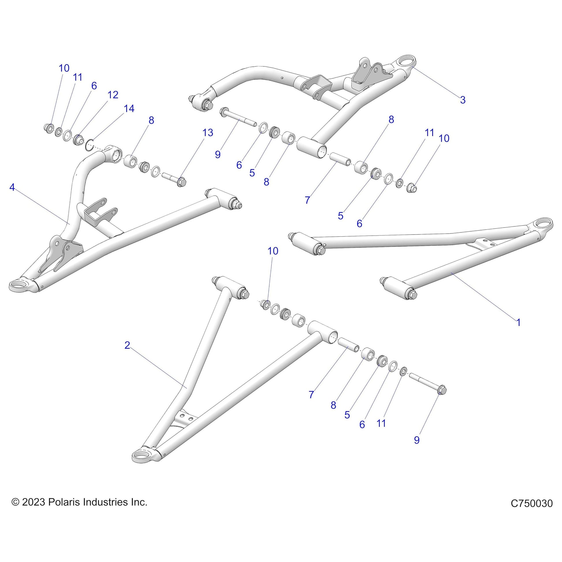 Polaris RZR Control Arm, Front, Upper, Left, Matte Black, Genuine OEM Part 1023223-458, Qty 1