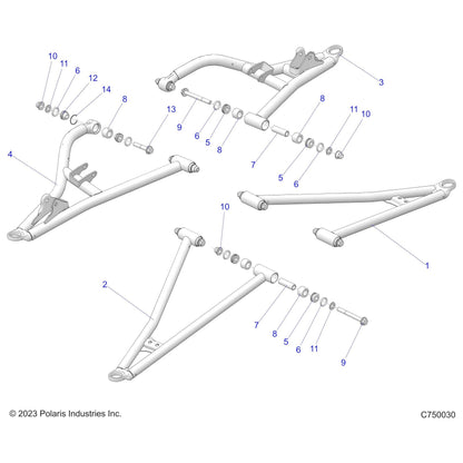 Polaris RZR Control Arm, Front, Upper, Left, Matte Black, Genuine OEM Part 1023223-458, Qty 1