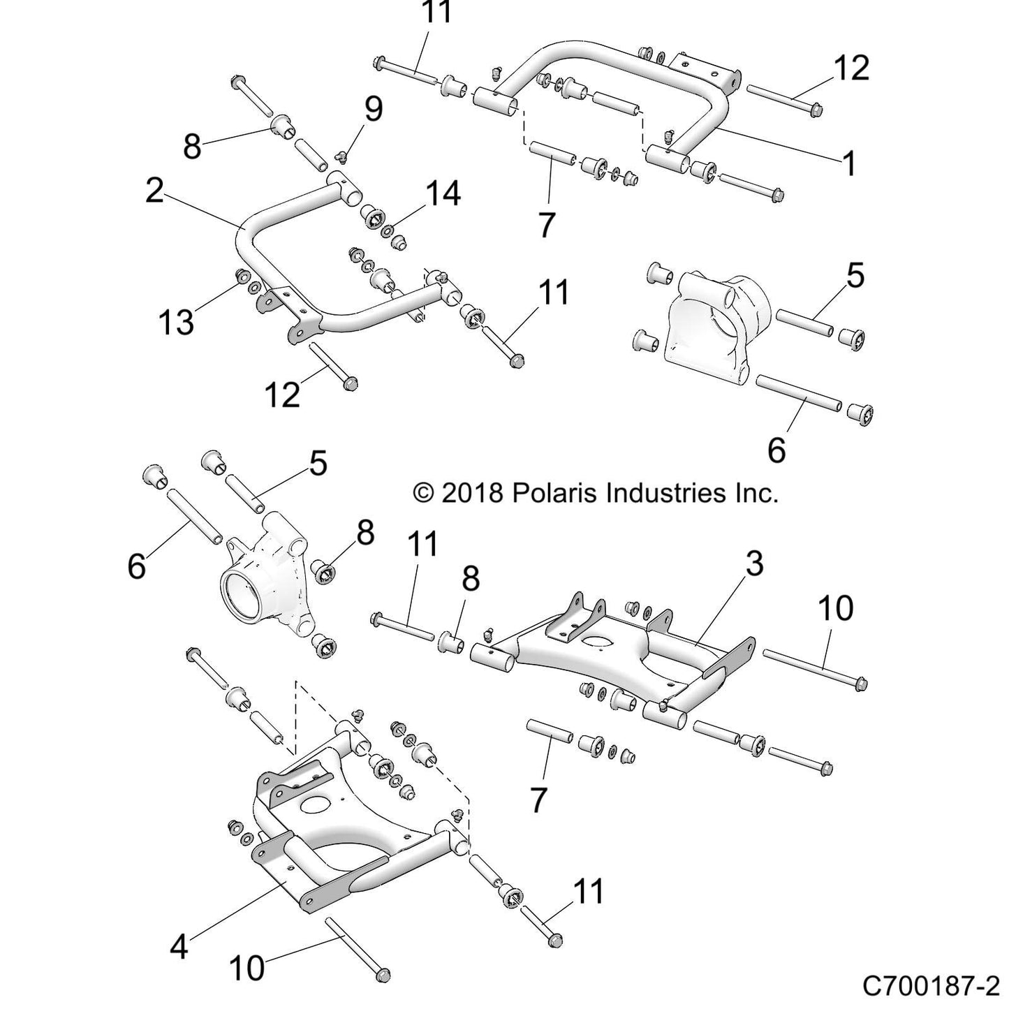 Polaris RZR Control Arm Weld, Rear, Upper, Left, Matte Black, Genuine OEM Part 1018121-458, Qty 1