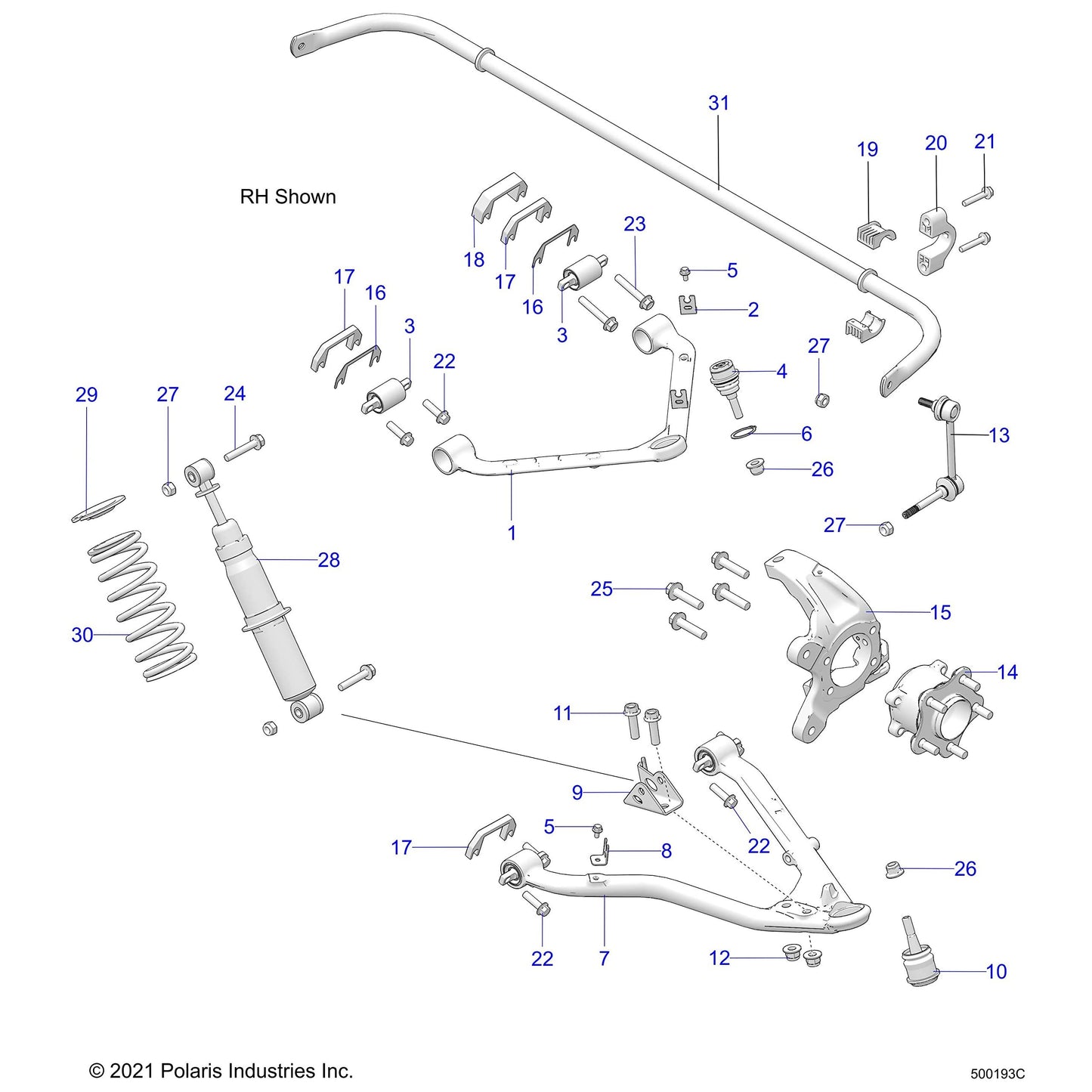 Polaris Slingshot ASM., ARM, CONTROL, UPPER, RH [INCL. 1,2,7,8][S, SL], Genuine OEM Part 1025378, Qty 1