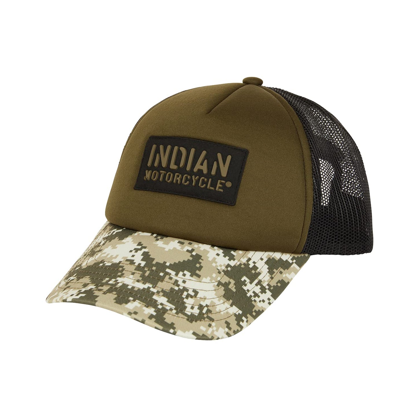 Indian Motorcycle Camo Peak Trucker Cap, Khaki - 2862978