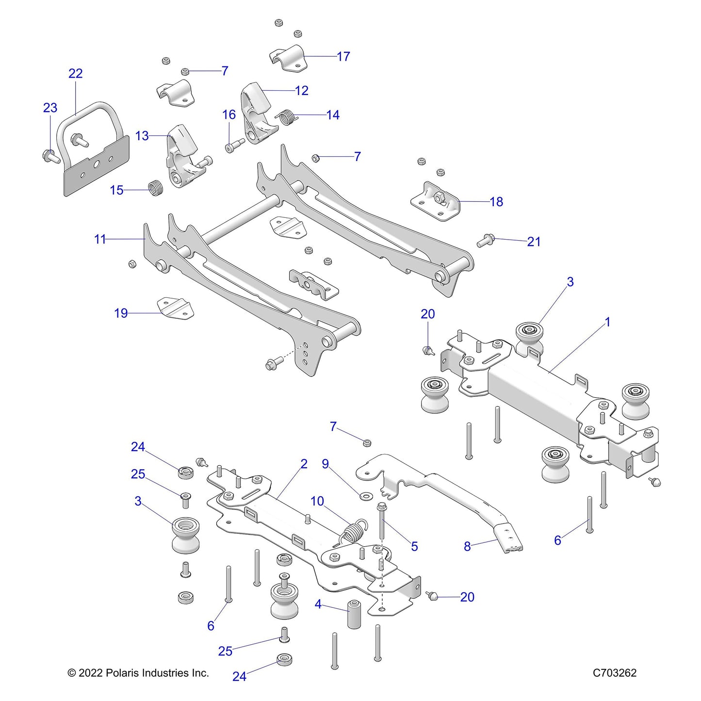 Polaris RZR ASM-RCVR,SEAT,SLIDE/TILT [INCL 7,11-16], Genuine OEM Part 2637649, Qty 1