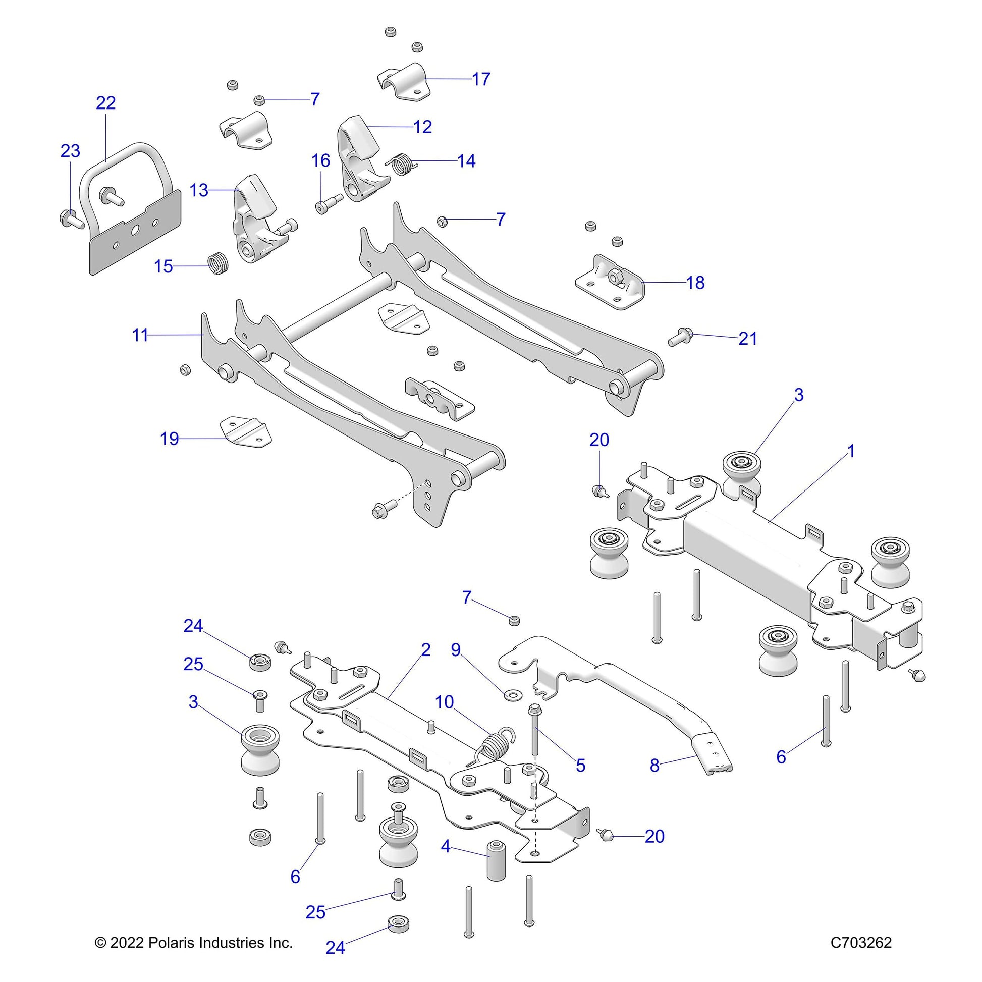 Polaris RZR ASM-RCVR,SEAT,SLIDE/TILT [INCL 7,11-16], Genuine OEM Part 2637649, Qty 1