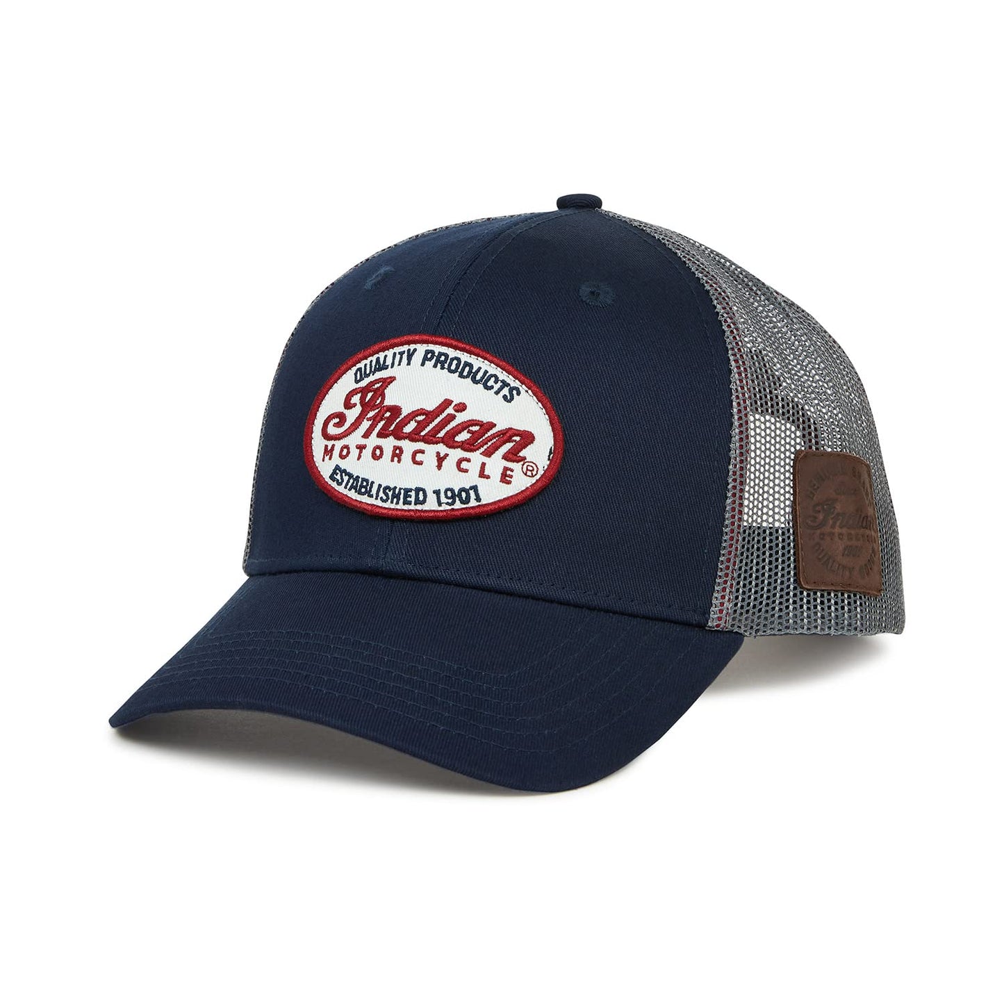 Indian Motorcycle Men's Script Patch Trucker Hat, Blue - 2861678