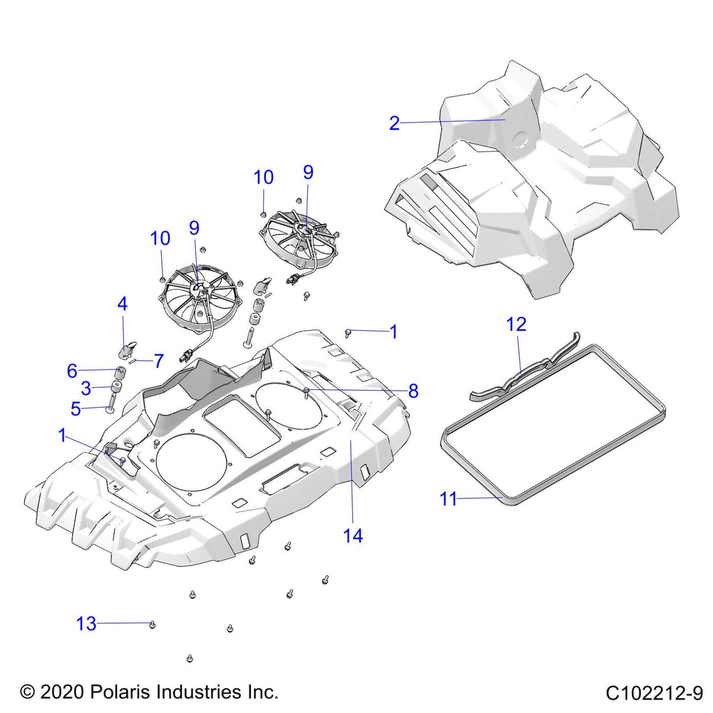 
                      
                        Polaris ATV Radiator Shroud, Lower, Gloss Black, Genuine OEM Part 5451986-070, Qty 1
                      
                    