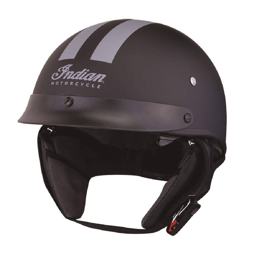 Indian Motorcycle Half Helmet with Gray Stripe, Black - M - 286963403