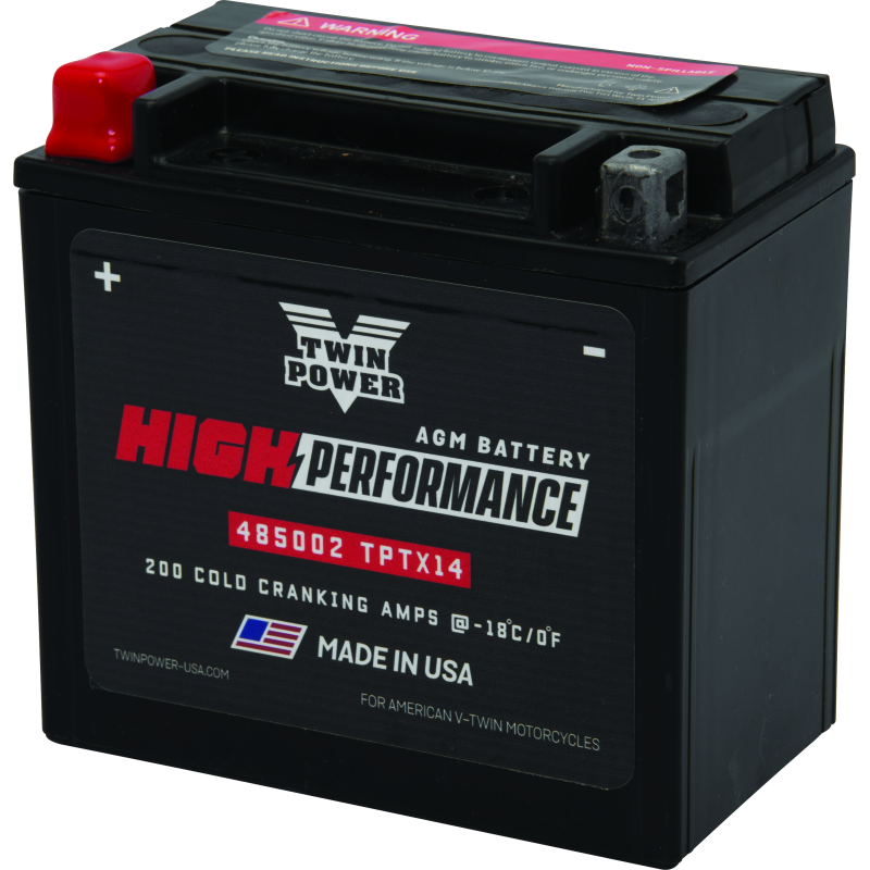 Twin Power YTX14 High Performance Battery Replaces H-D 65948-00 Made in USA 200 CCA