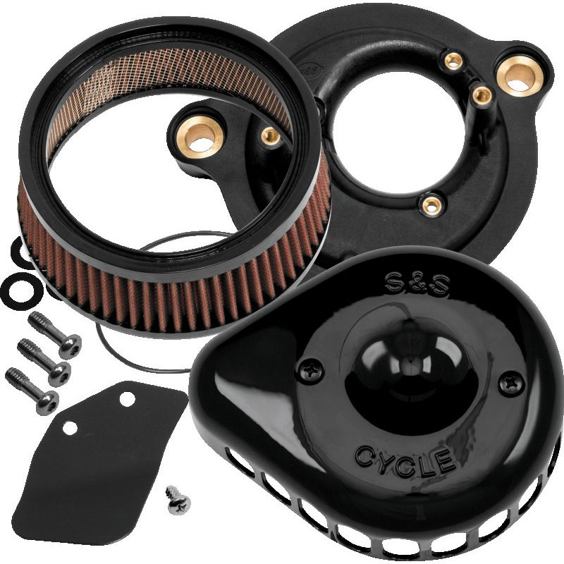 S&S Cycle 2017+ M8 Models Stealth Air Cleaner Kit w/ Gloss Black Mini Teardrop Cover