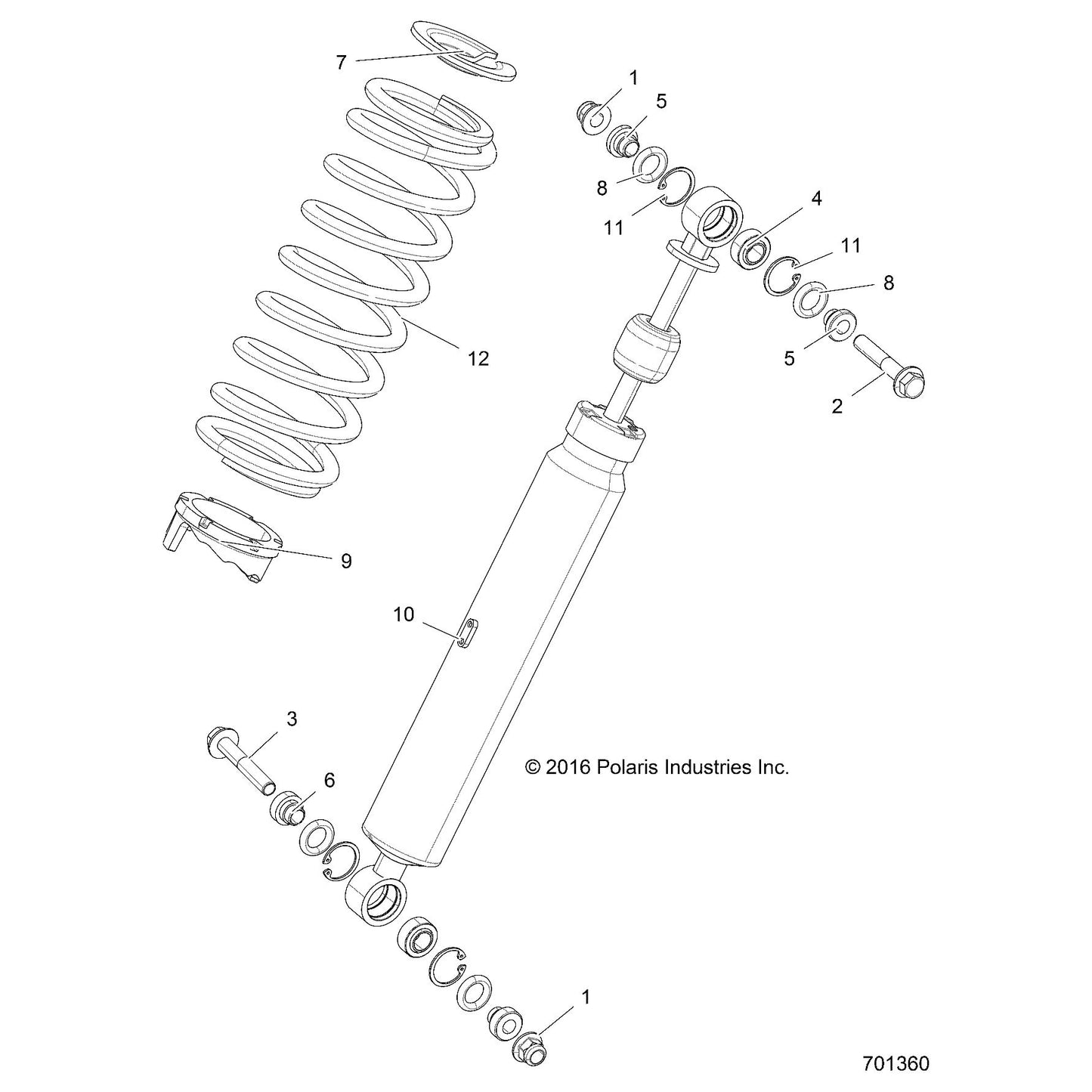 Polaris RZR Shock, Rear, Genuine OEM Part 7044646, Qty 1