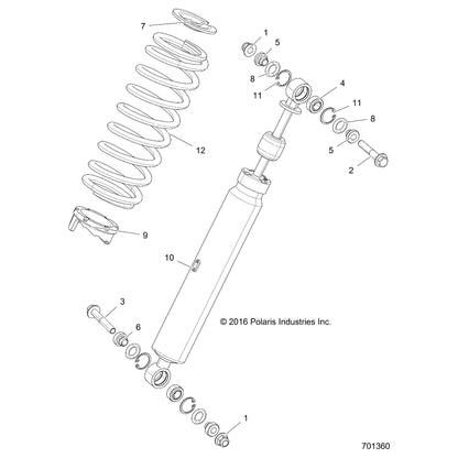 Polaris RZR Shock, Rear, Genuine OEM Part 7044646, Qty 1