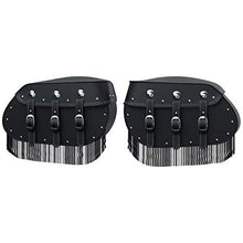 Indian Motorcycle Genuine Leather Quick Release Saddlebags with Fringe - Black 2884005-02