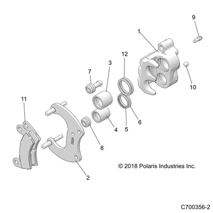 Polaris RZR Brake Caliper Assembly, Rear, Right, Genuine OEM Part 1913220, Qty 1