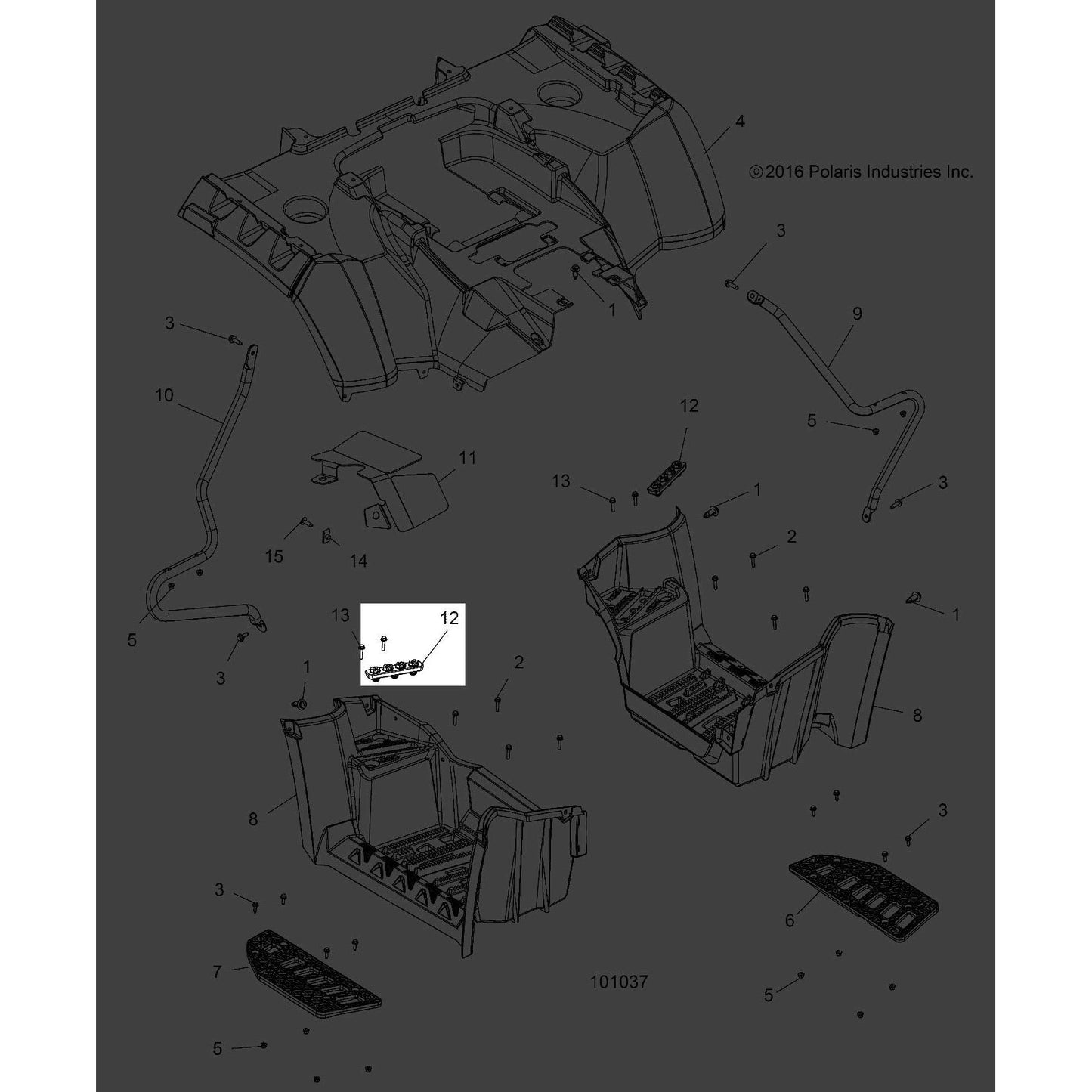Polaris ATV Footwell Pad, Short, Genuine OEM Part 5413165, Qty 1