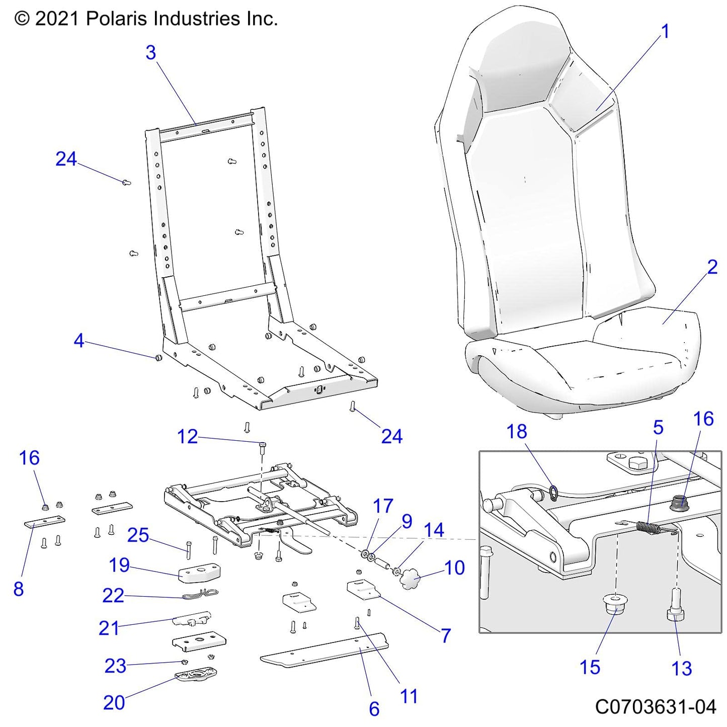 Polaris RZR ASM-SEAT BACK,MTAN/BLK,BLK ST [R99AZ][R99BZ], Genuine OEM Part 2689615, Qty 1
