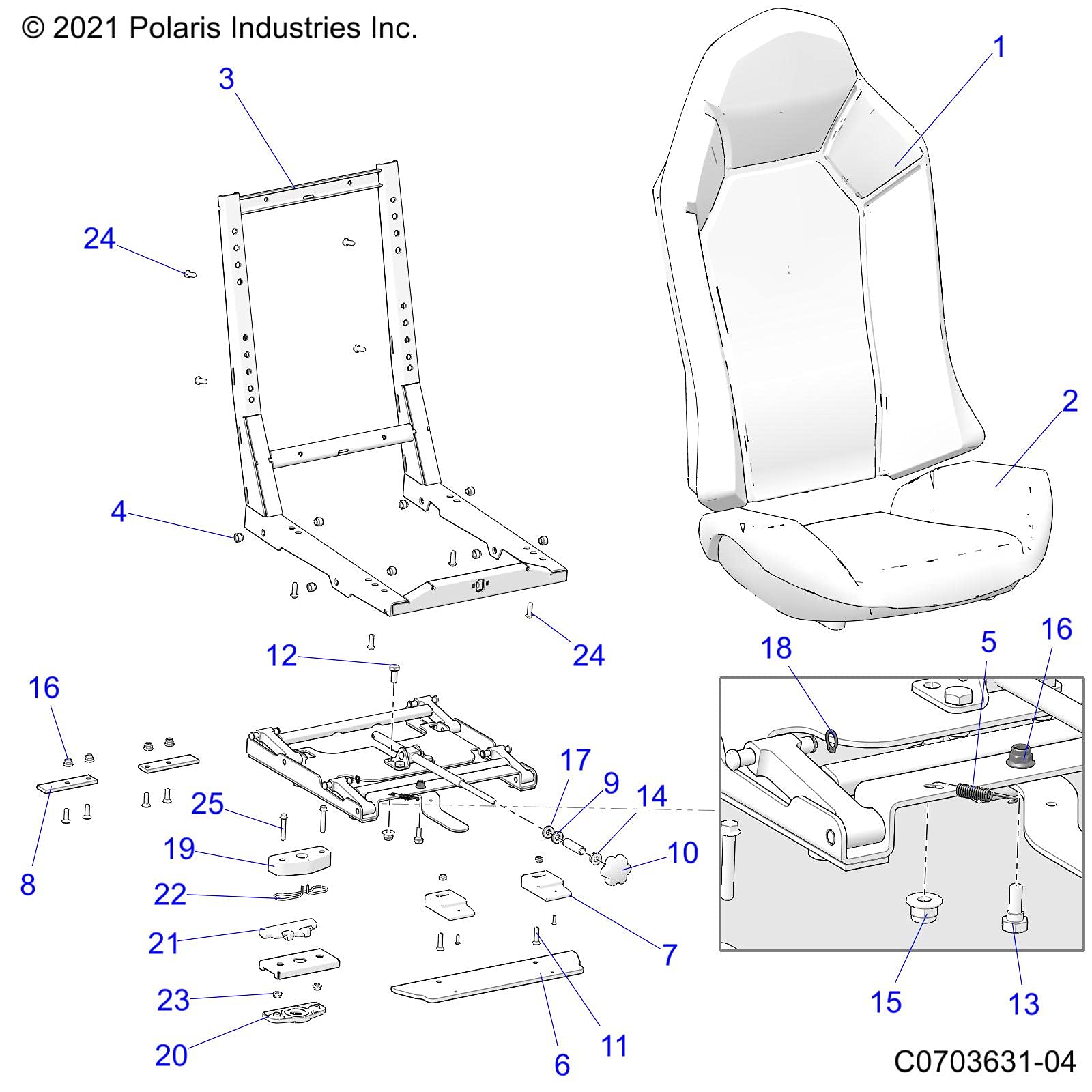 Polaris RZR ASM-SEAT BACK,MTAN/BLK,BLK ST [R99AZ][R99BZ], Genuine OEM Part 2689615, Qty 1