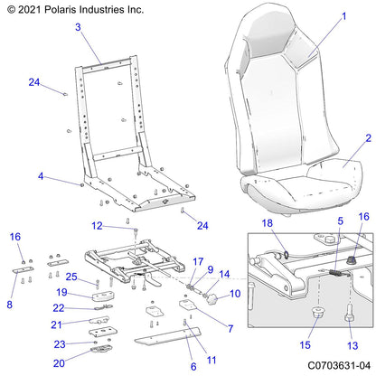 Polaris RZR ASM-SEAT BACK,MTAN/BLK,BLK ST [R99AZ][R99BZ], Genuine OEM Part 2689615, Qty 1