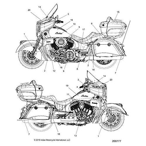 Indian Motorcycle MASK-SDLBAG BIN,FRT,LH GLDPIN, Genuine OEM Part 7180988, Qty 1