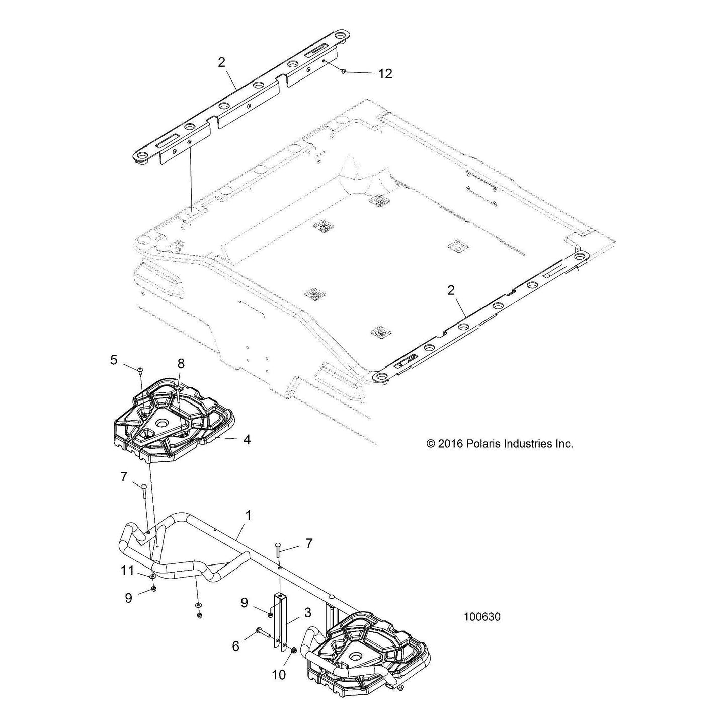 Polaris ATV Rack Cover, Rear, 6 x 6, Black, Genuine OEM Part 5452618-070, Qty 1