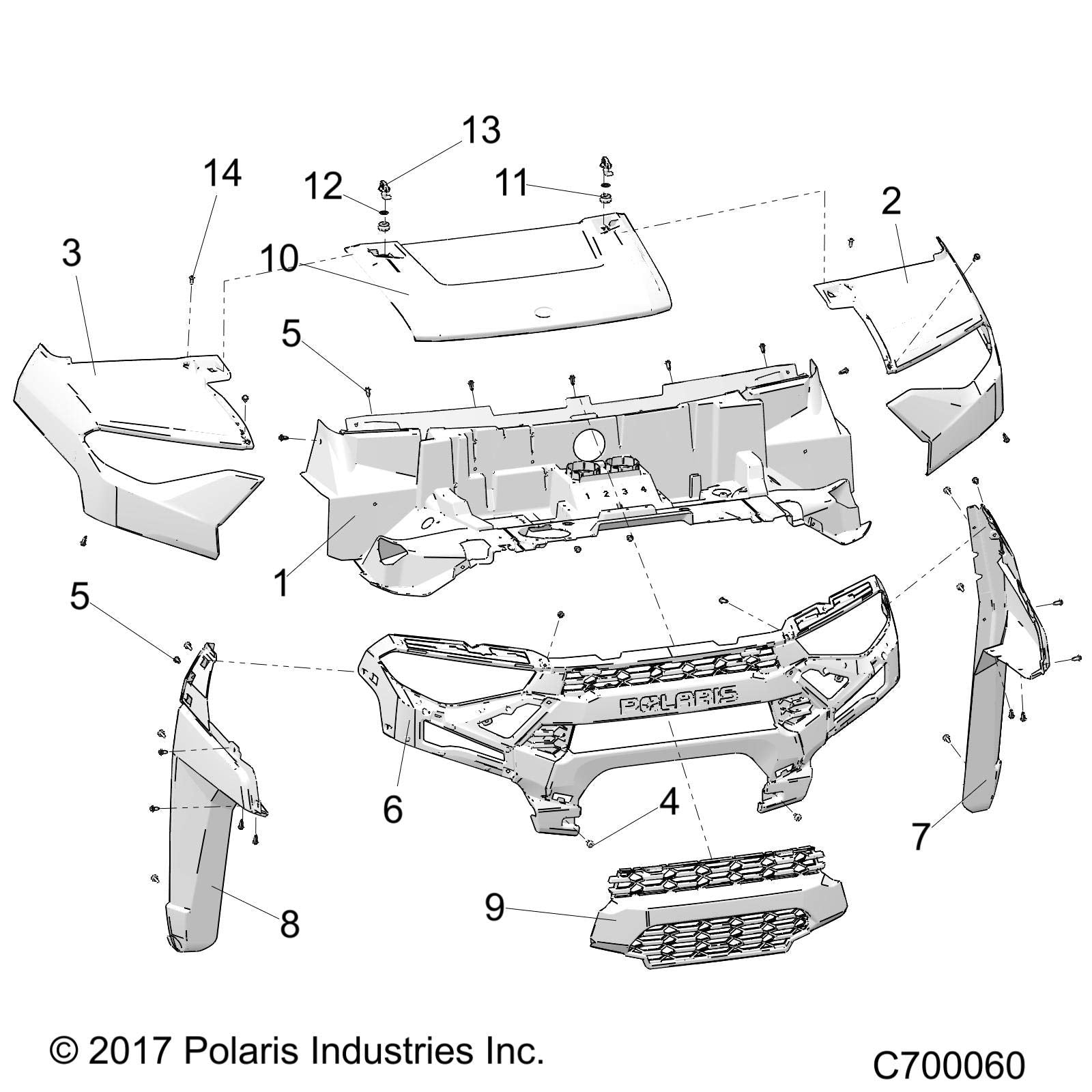 Polaris Ranger Fender, Front, Right Side, Sagebrush Green, Genuine OEM Part 5453726-560, Qty 1
