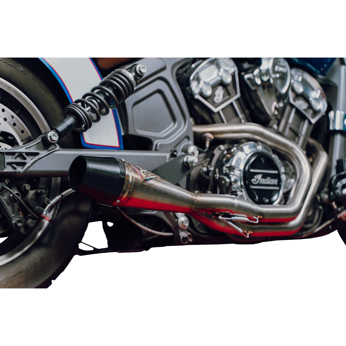Indian Scout Shorty Brushed Ss W/ Blk End Cap