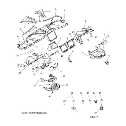 Polaris Slingshot Column Cover, Upper, Ride Command, Genuine OEM Part 5454198, Qty 1
