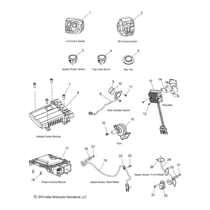 Indian Motorcycle Electronic Throttle Control (ETC) Switch Assembly, Chrome, Genuine OEM Part 2413027-156, Qty 1