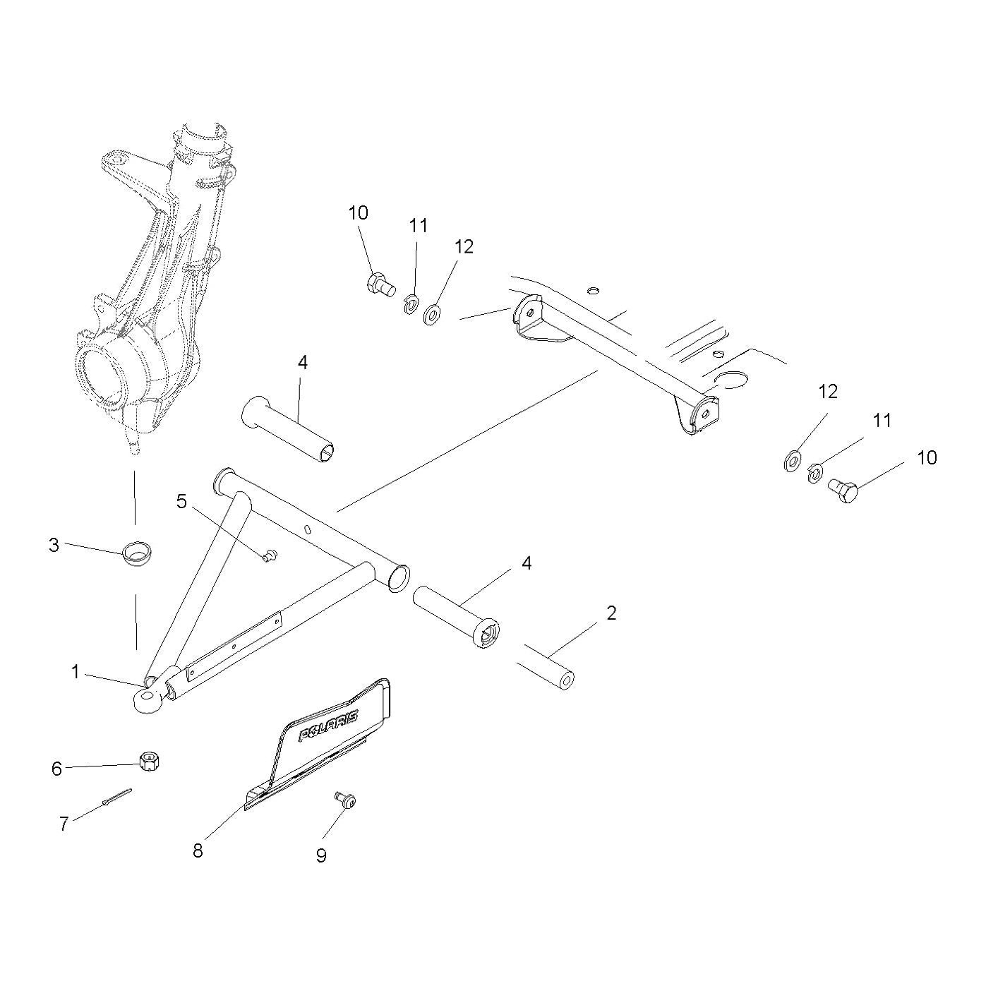 Polaris ATV A-Frame Kit, Right, Genuine OEM Part 2202866, Qty 1